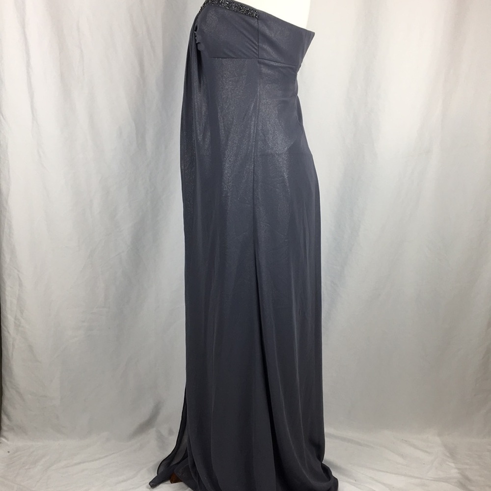 DAVID’S BRIDAL Strapless Fogfoil Split Dress Sz 2 - Picture 4 of 8